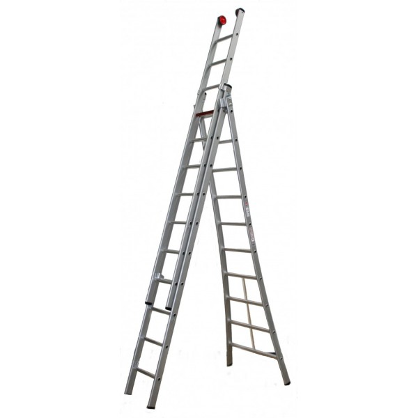 Alu-ladder 3 x 15 sporten, van 4 m tot 9 m